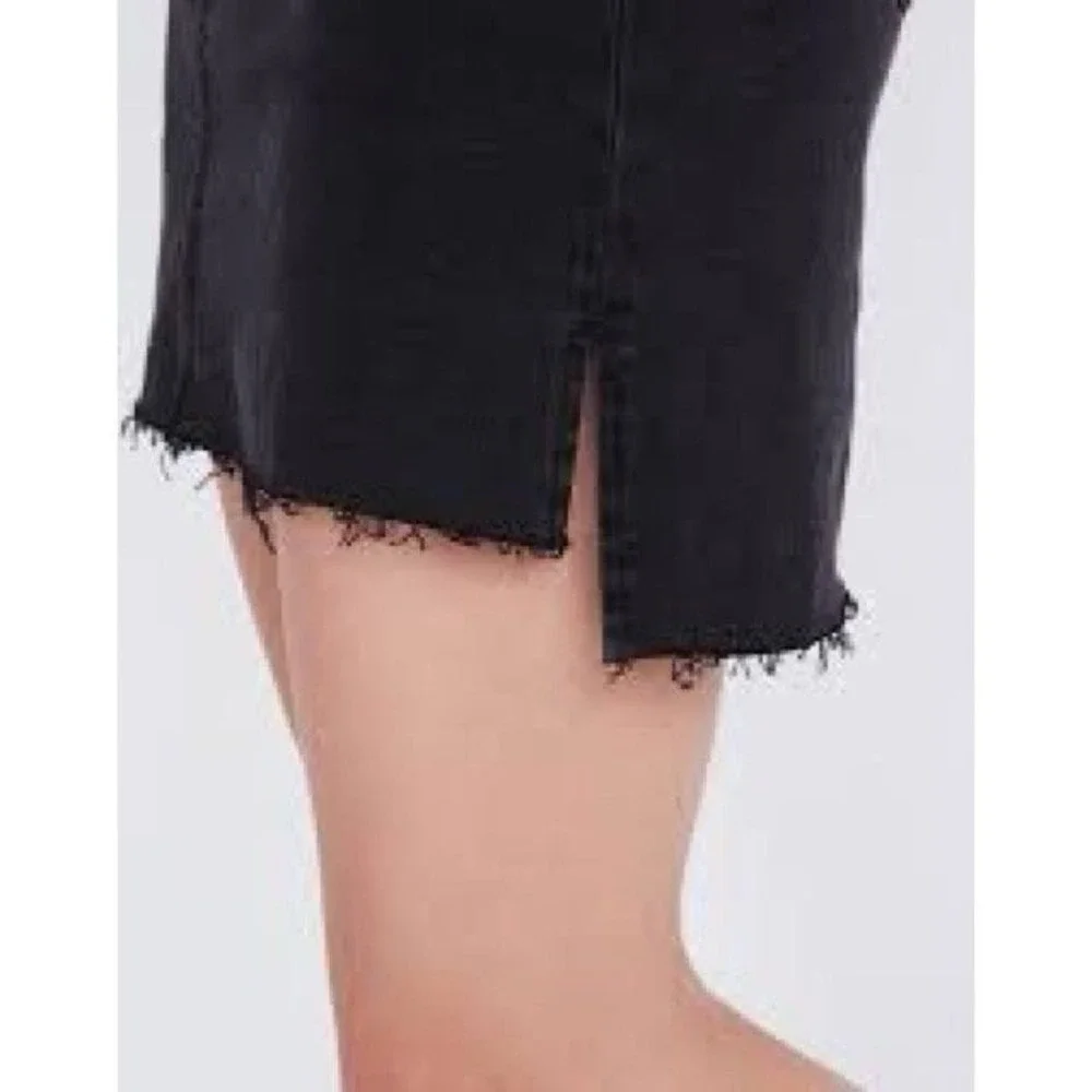 Madewell Stretch Denim Straight Mini‎ Skirt in Lunar Wash: Step-Hem Edition